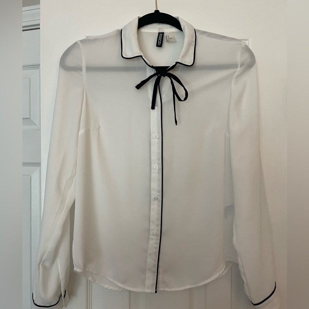 H&M Long Sleeve Sheer Button up Blouse